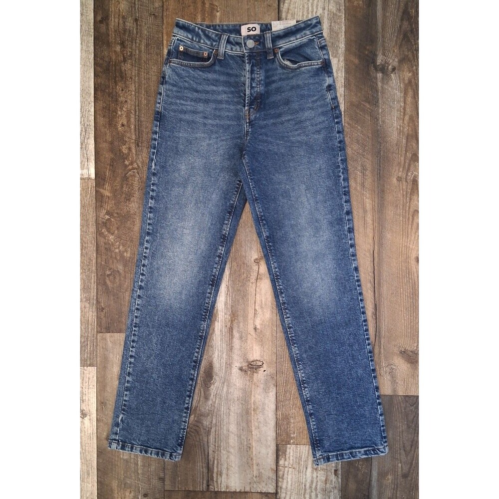 NWT! Juniors SO High Rise Button Fly Slim Straight Jeans, Medium Wash, 5/27W